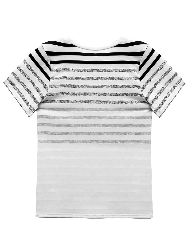 Evelyn – Kurzärmeliges gestreiftes T-Shirt mit elegantem Rundhalsausschnitt