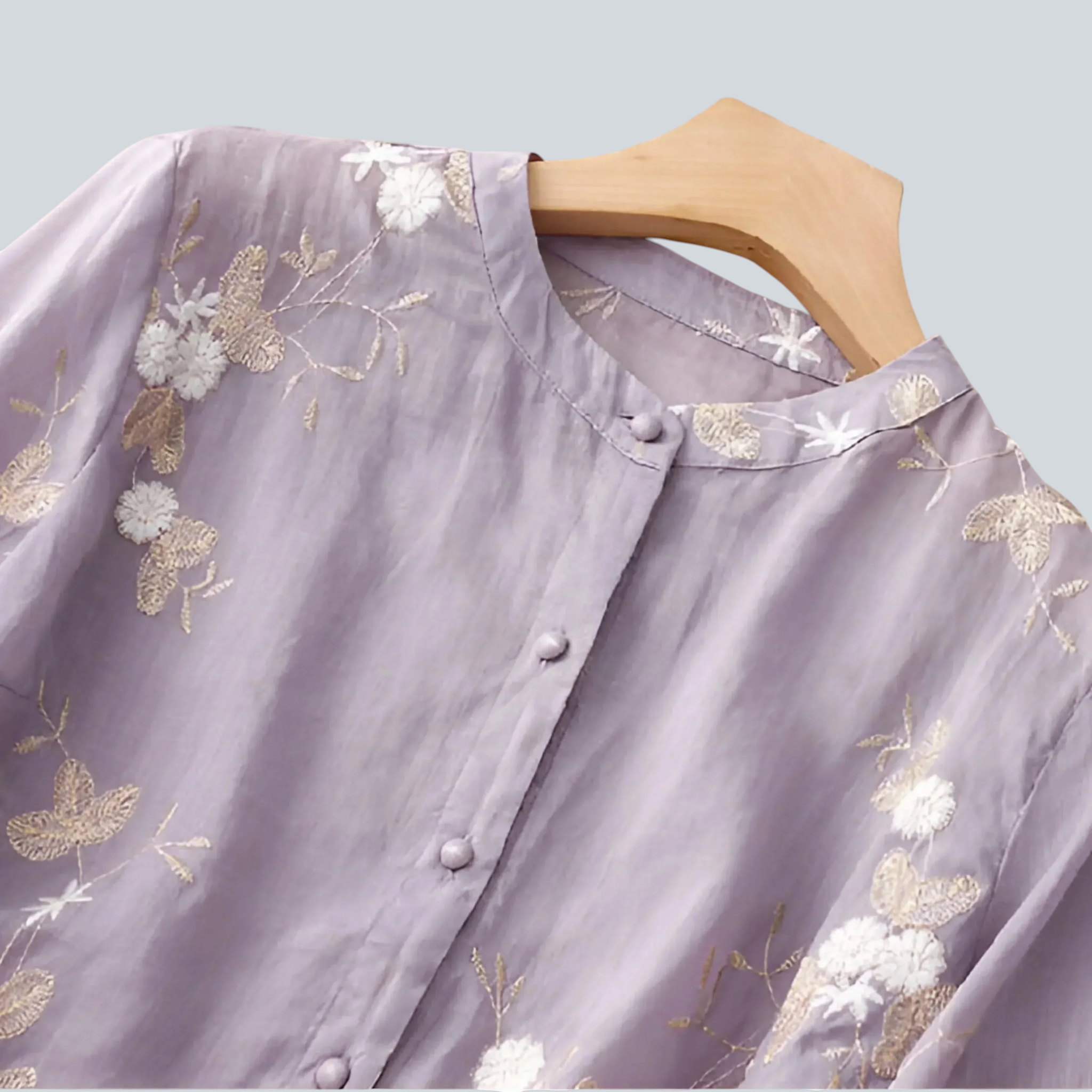 Damen Baumwolltop mit Blumenstickerei und lockerem Schnitt