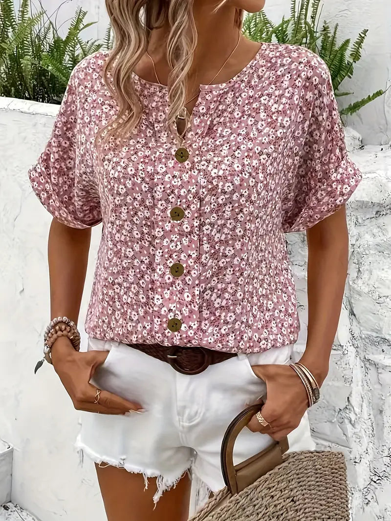 ZYNALIA – Elegante Bluse mit rosa Blumenmuster für einen schicken Alltag-Look