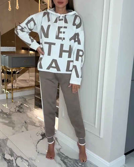 Modischer Kapuzenanzug mit Buchstaben-Design – die perfekte Wahl für stylische Outfits