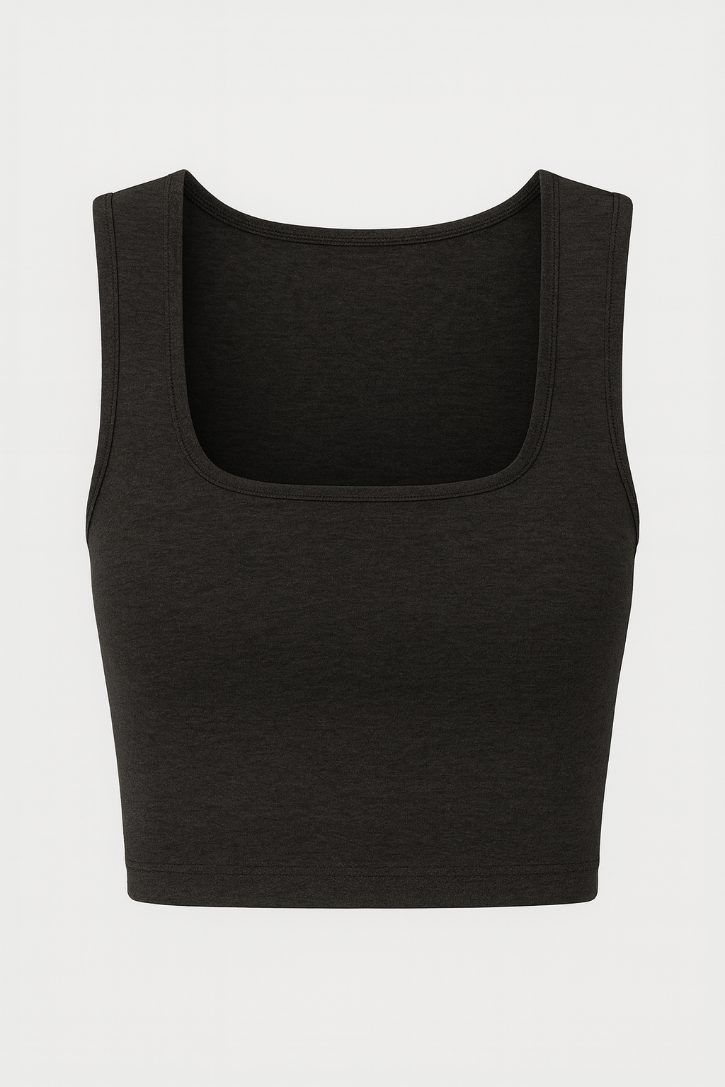 Hanna | Damen Schwarzes Cropped Tanktop Quadratausschnitt Ärmellos Dehnbar Sportshirt