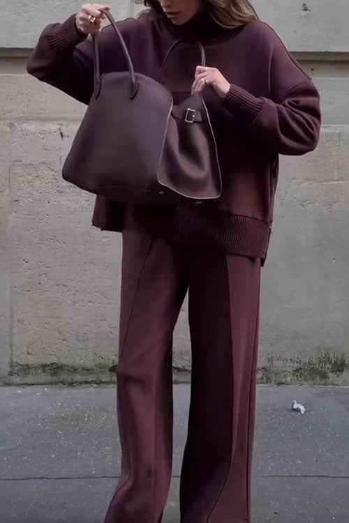 Long Sleeve Sweatshirt Casual Pocket Trousers Two-piece Set