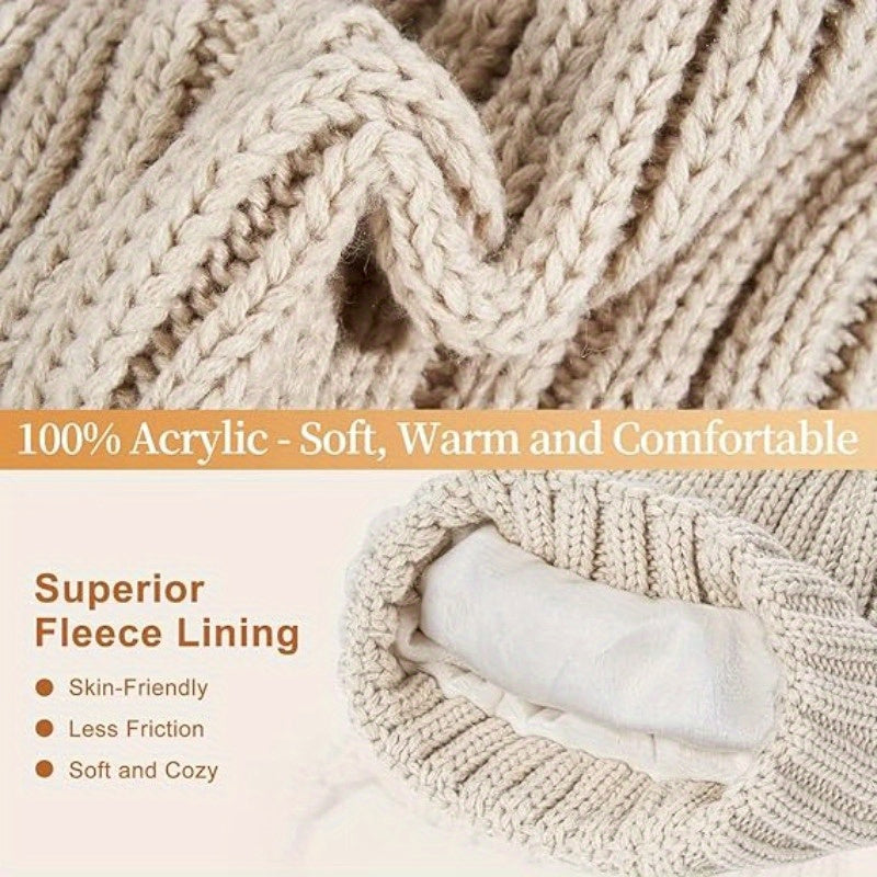 3-in-1 Winterset - Strickmütze, Schal und Touchscreen-Handschuhe