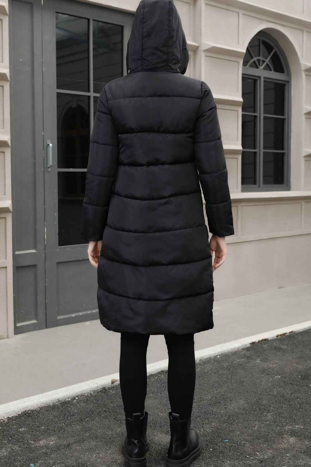 Lange Kapuzen-Longline Jacke mit +Größe Polsterung, Komfort und Stil garantiert