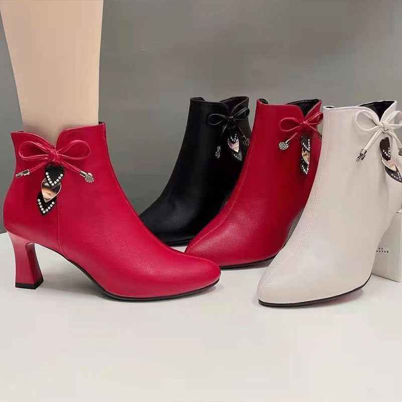 Elegante spitze Ankle-Boots mit stilvoller Schleifenverzierung