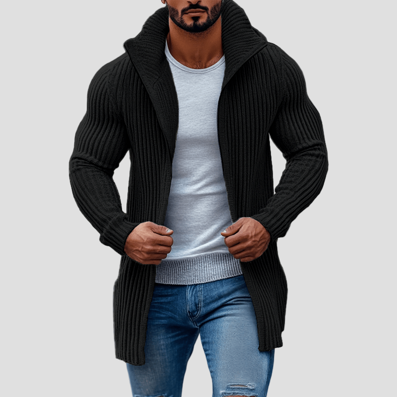 Julian gestreifter Strickcardigan mit Stehkragen – Mühelos chic, unverzichtbarer Alltagsbegleiter