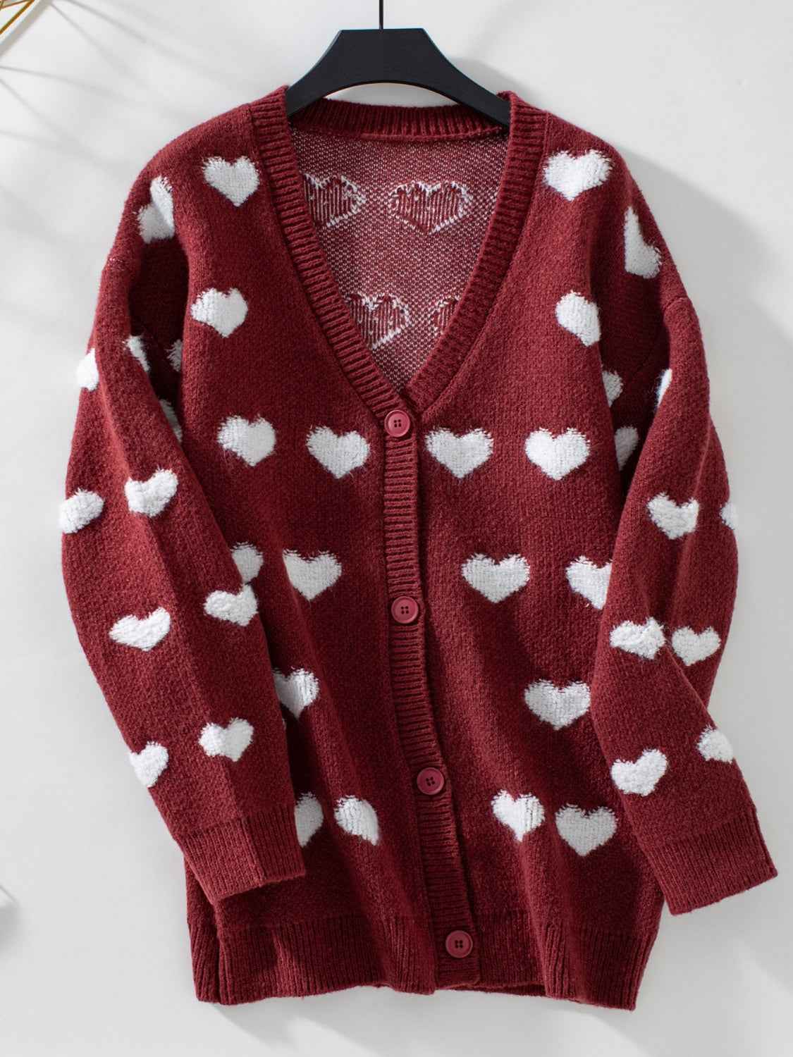 Damen-Strickcardigan mit Herzmuster