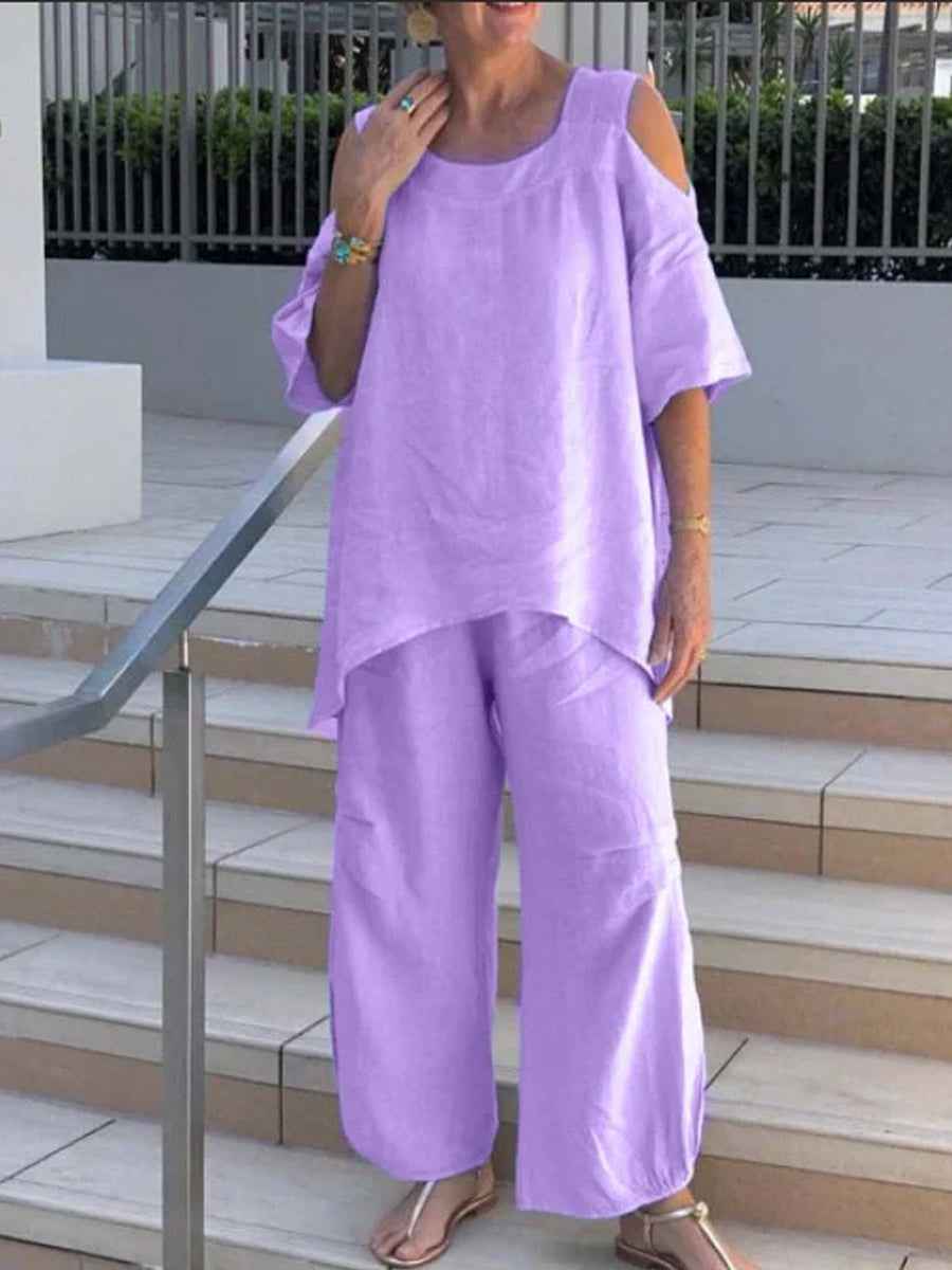 Elegantes Zweiteiler mit kurzen Ärmeln und Pullover