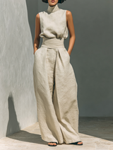 Maria™ | Komplettes Set mit Tanktop und weiter Hose aus Baumwolle und Leinen