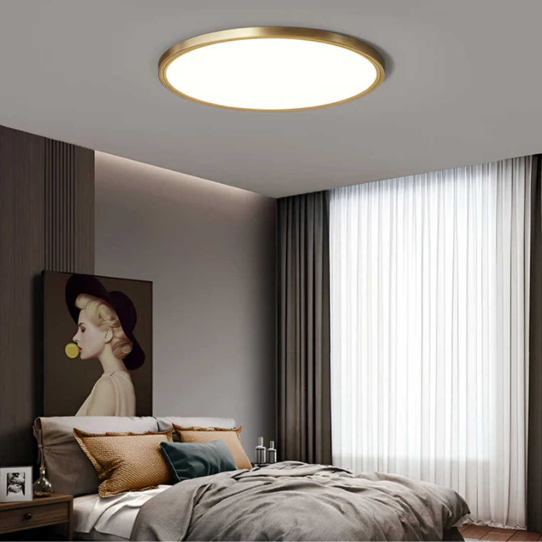Icho - Elegante ultraflache LED-Deckenlampe in Gold für moderne Beleuchtung