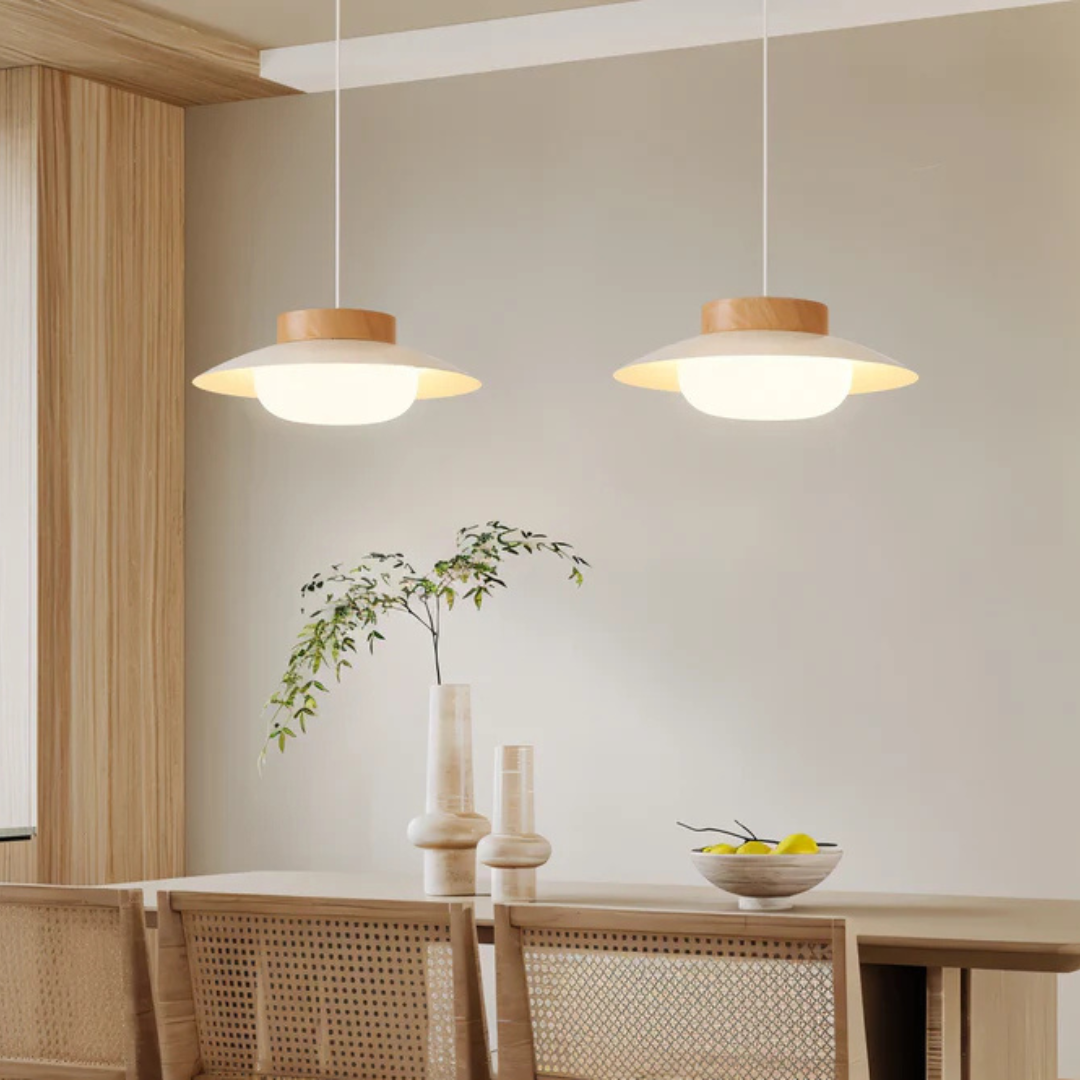 Fulgeo - Elegante skandinavische Creme-Pendelleuchte für den beleuchteten Esstisch
