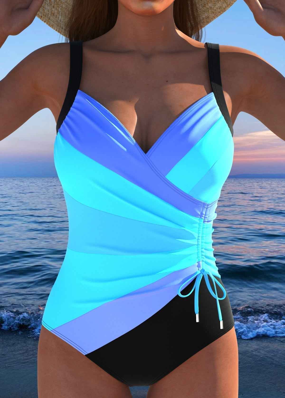 Luxus-Surplice-Badeanzug mit buntem Muster
