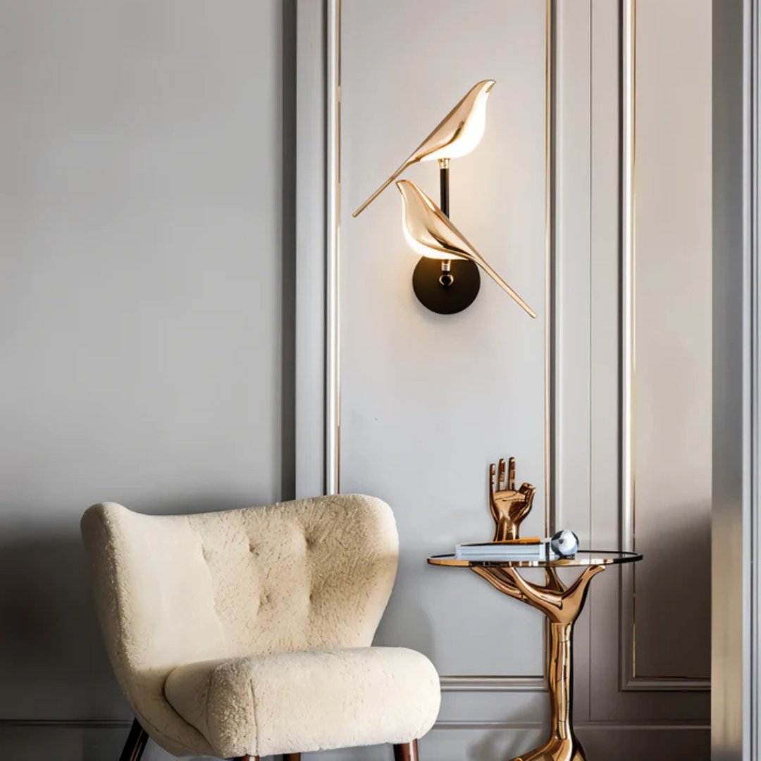Bird - Elegante goldene Vogel-Wandleuchte für eine luxuriöse Note