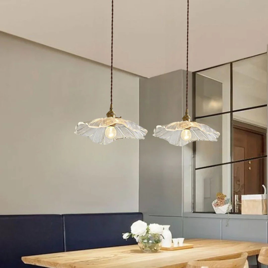 Myloq - Vintage Lotus Design Glas-Hängelampe für eine stilvolle Atmosphäre