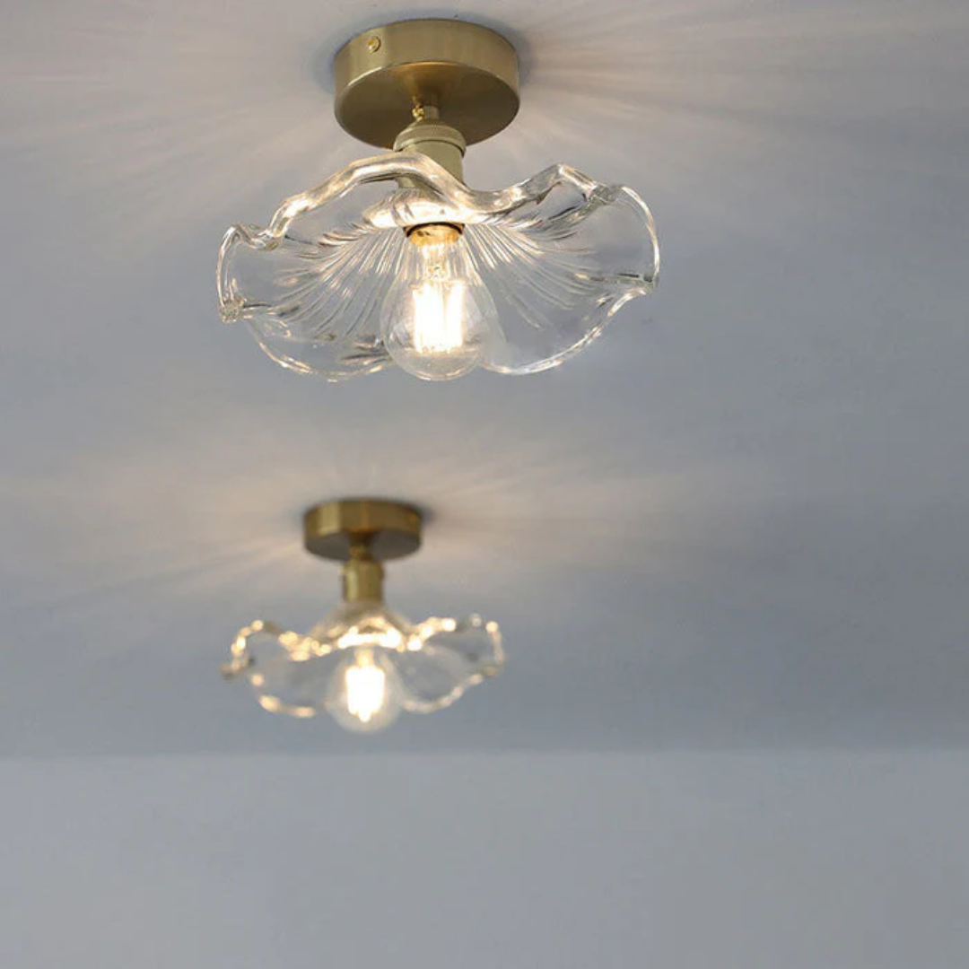 Fyrix - Elegante Glas-Hibiskus-Design Deckenleuchte für stilvolle Beleuchtung