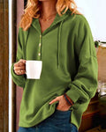 Felpa con cappuccio da donna elegante con bottoni raffinati