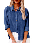 Damen Lockere Bluse - Casual Hemdbluse mit weiter Passform