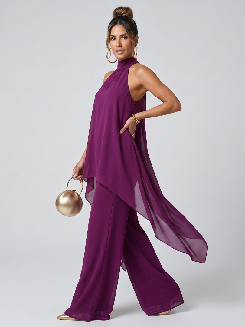 Zareen | Asymmetrisches Tunika-Oberteil mit weitem Bein und Hosen-Set