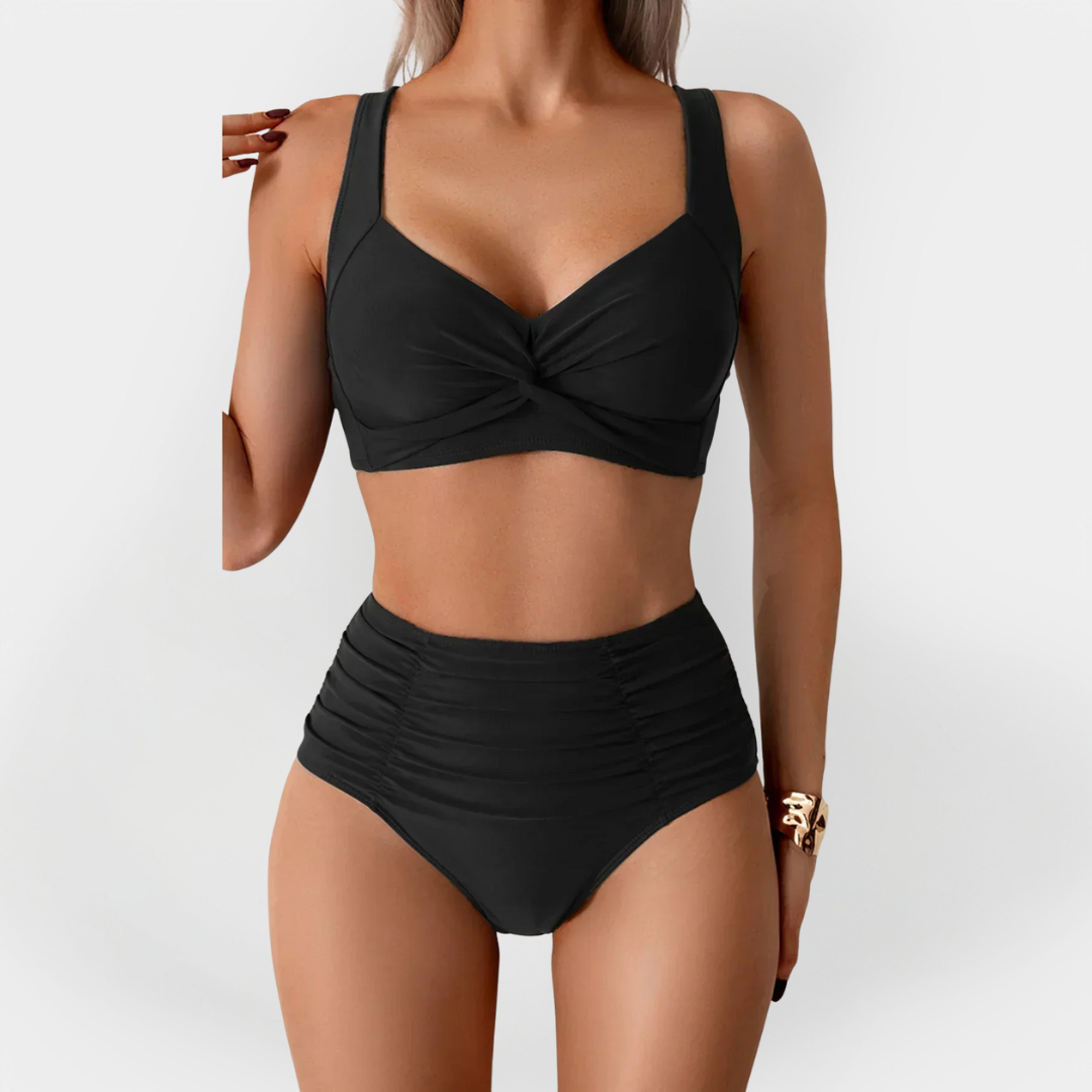 Damen High-Waist Bikini mit Rüschenausschnitt