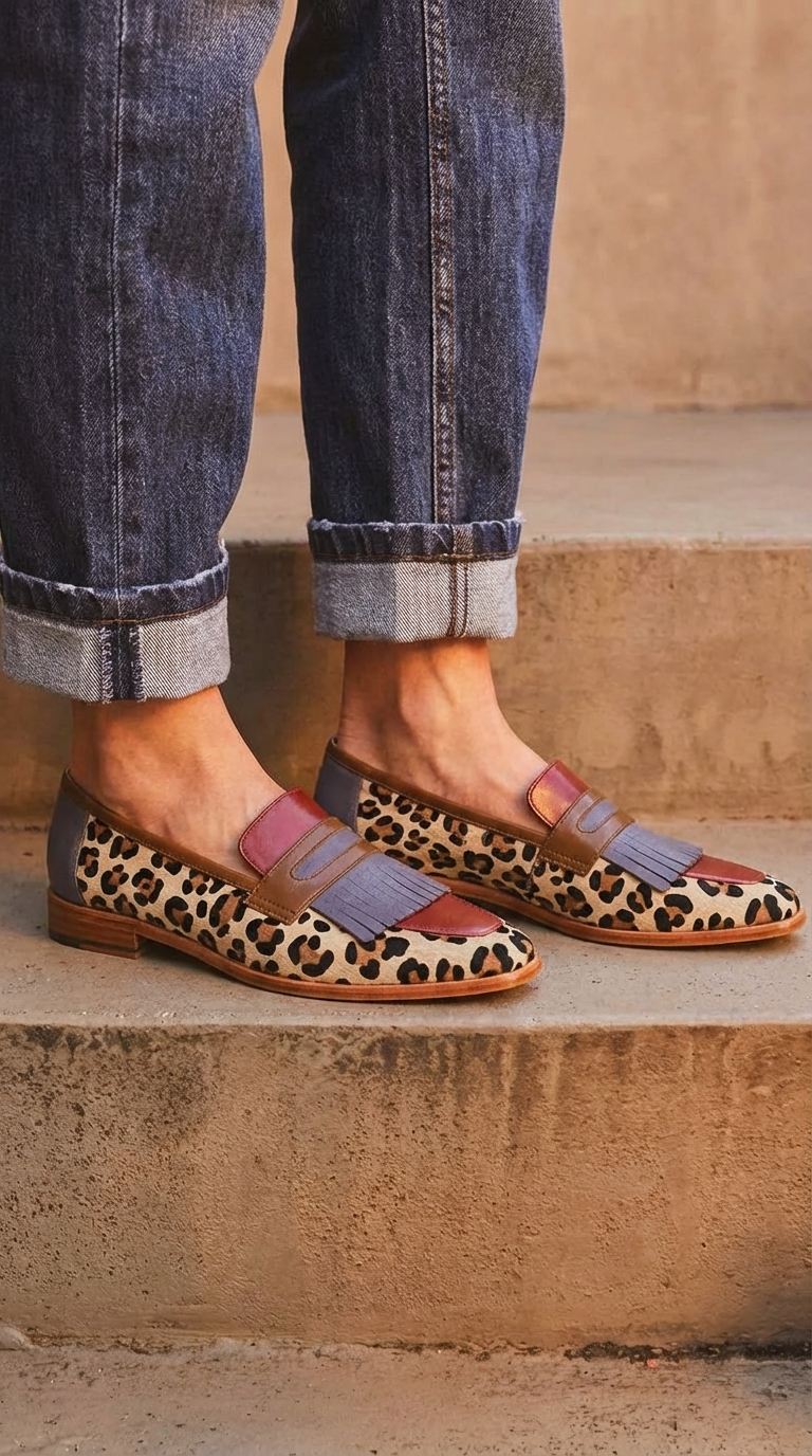 Frynsede loafers med mange detaljer