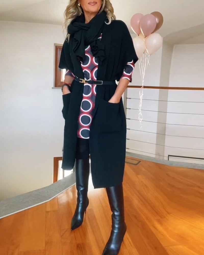 Casual Half Sleeve Pocket Cardigan