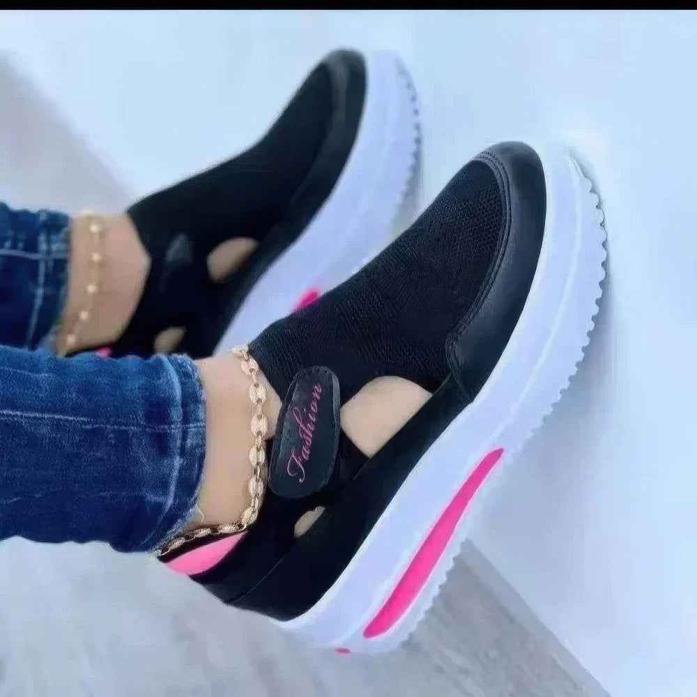 Damen Premium atmungsaktive Kaschmir-Mesh-Plattform-Sneaker für ganztägigen Komfort