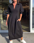 Karolin - mühelos elegantes langes Kleid für ganztägigen Tragekomfort