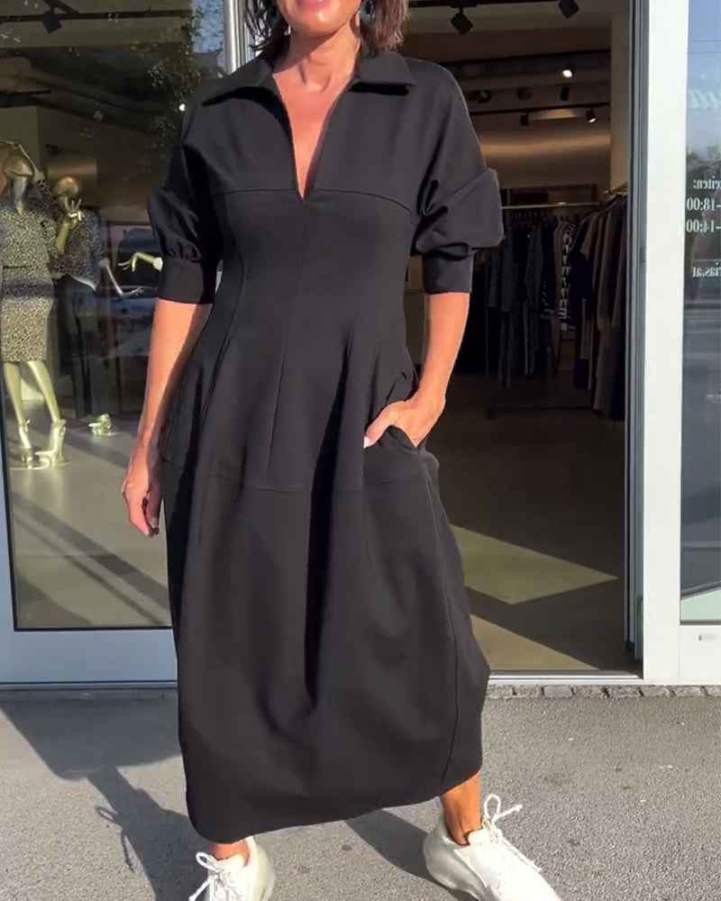 Karolin | mühelos elegantes langes Kleid für ganztägigen Tragekomfort