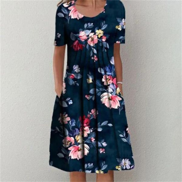 Maïa | Elegant und Fein gestricktes Blumenmuster Kleid für alle Anlässe