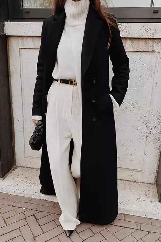 Feiner Wollmix Longline Mantel für einen eleganten Stil