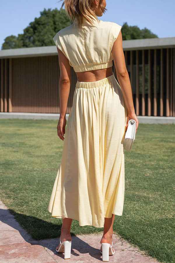 Quincy | Elegantes Midikleid mit Cut-Out-Detail und Taschen