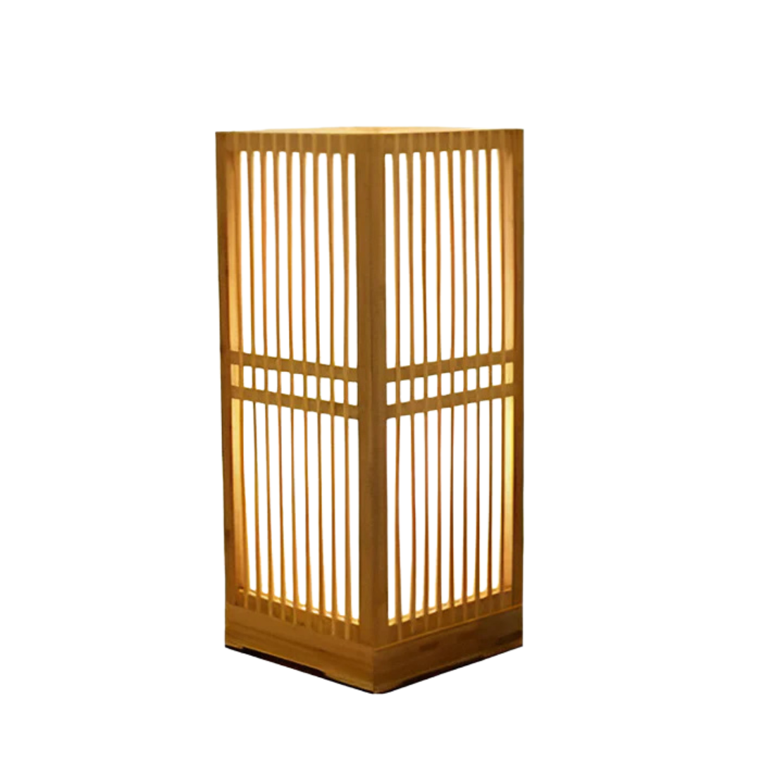 Theia - Moderner japanischer LED-Tischleuchte mit elegantem Bambusholz-Finish