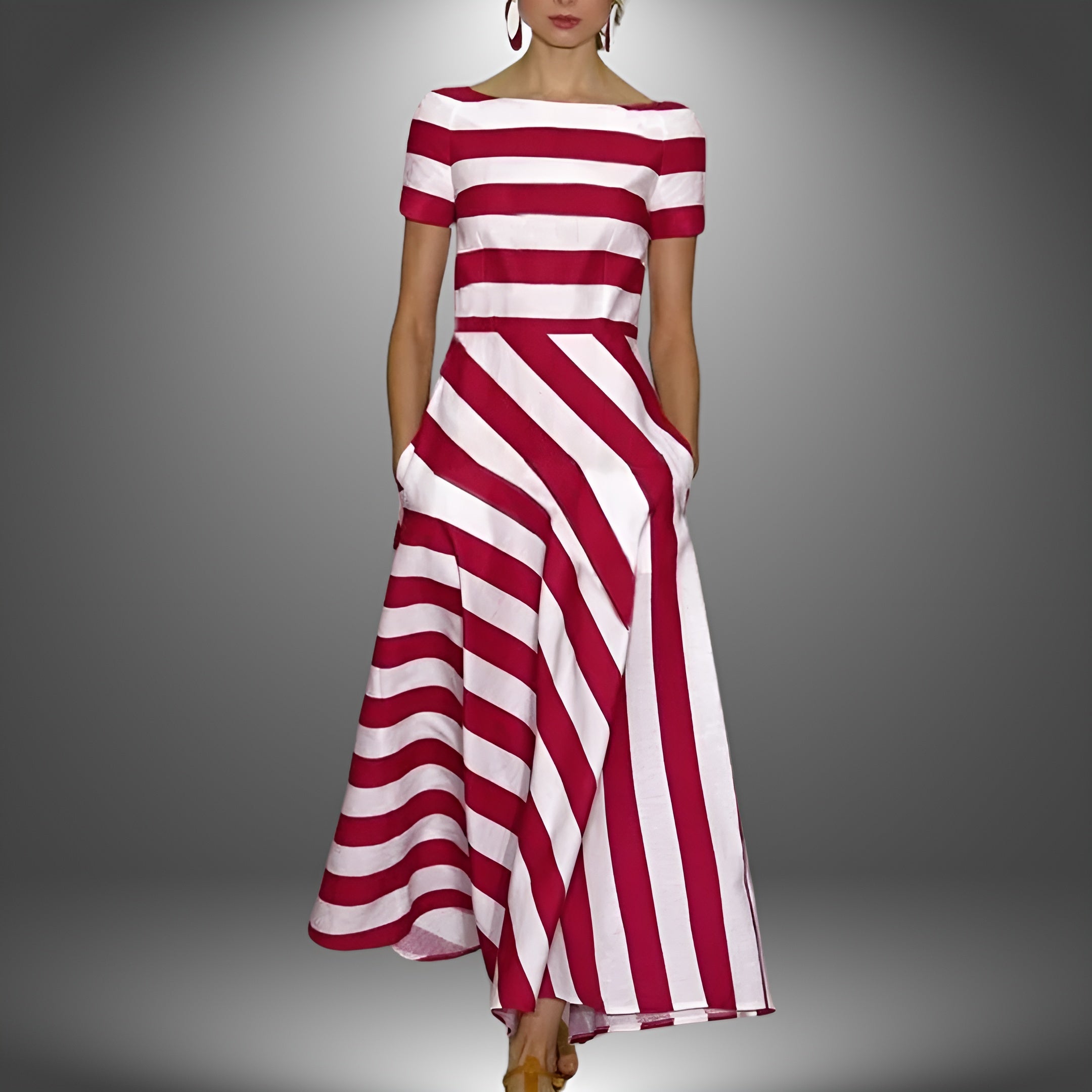 Elegantes langes gestreiftes Kleid für Damen