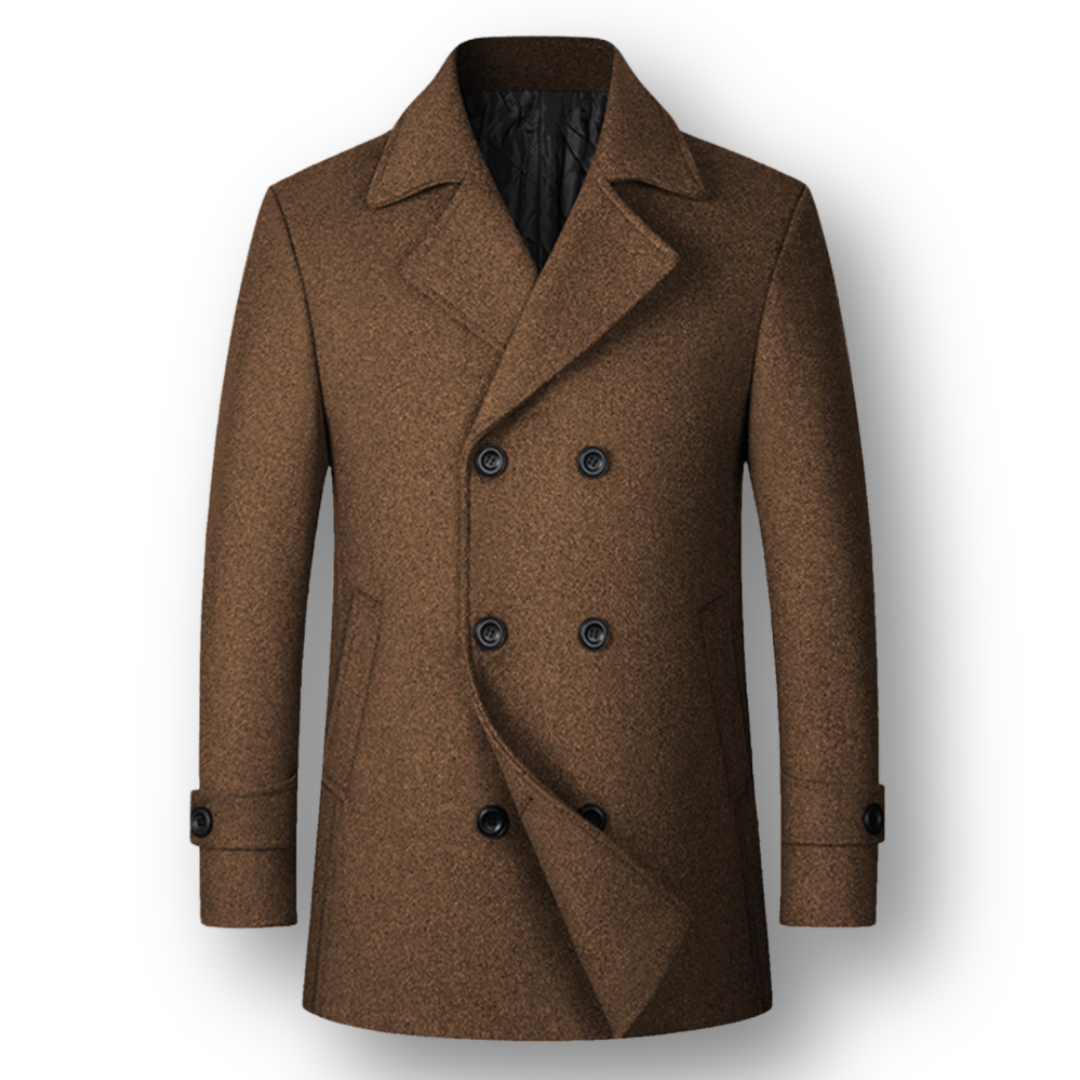 Cappotto elegante doppiopetto in lana premium – stile classico e comfort di prima classe