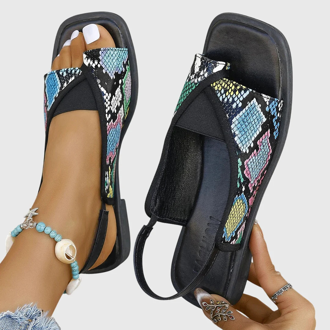 Orthopädische Damensandalen flach - Eckige Spitze, Sommer-Komfort
