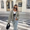 Cardigan accogliente con laccio frontale, maniche lunghe da donna
