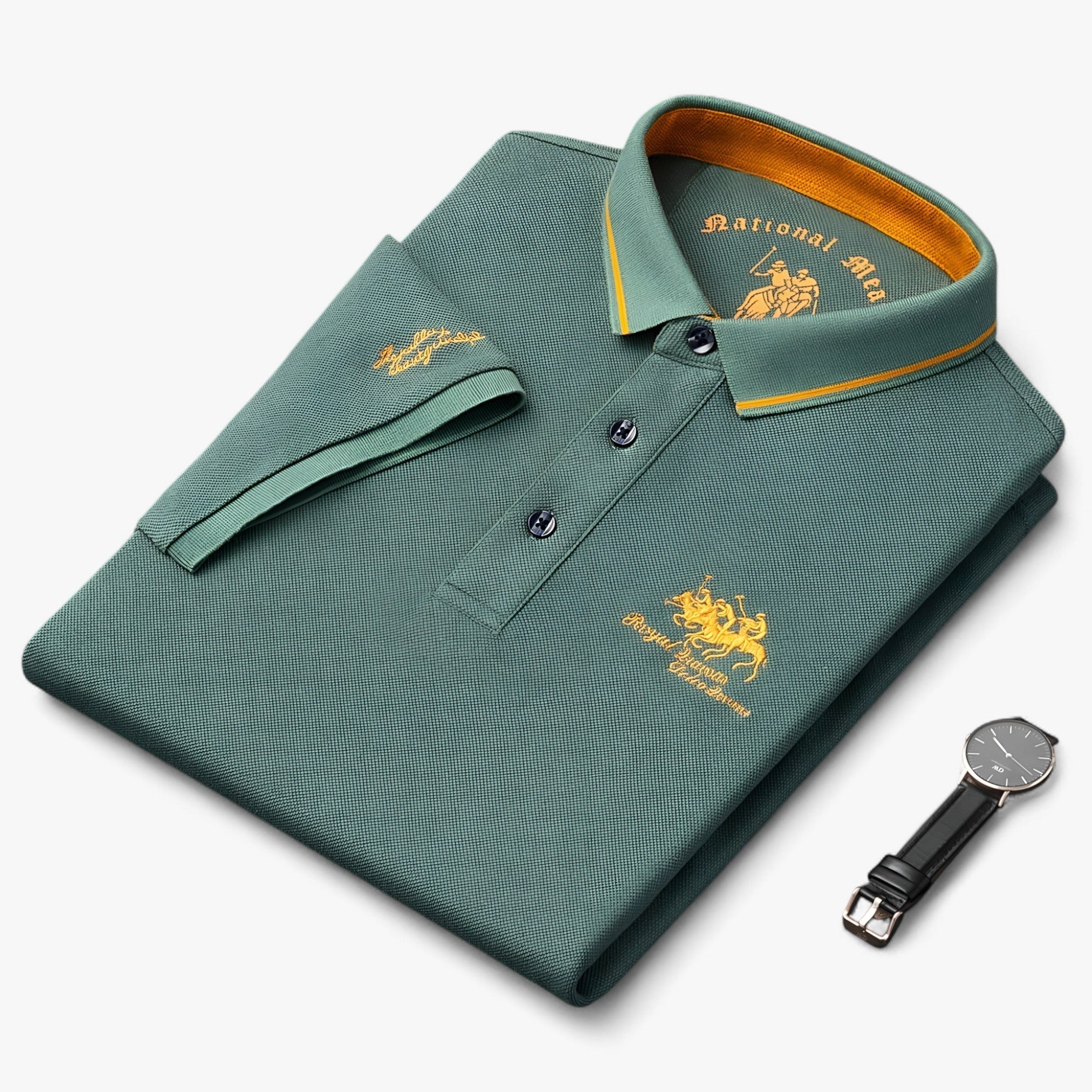 Einfarbiges Herr-Polyester-Poloshirt – reguläre Passform, verschiedene Größen und Farben
