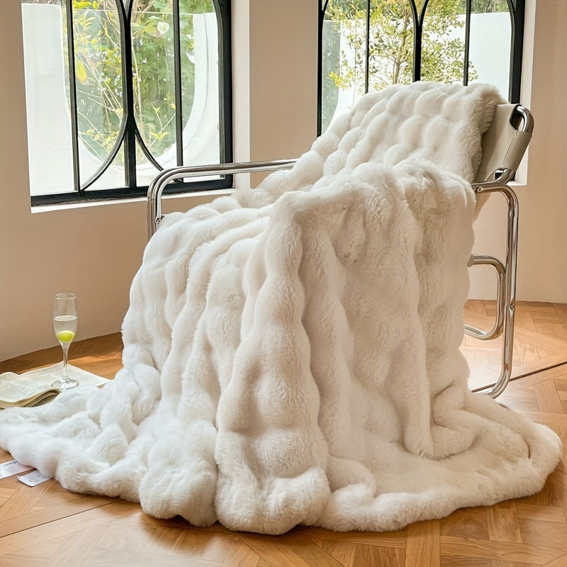 Bubble-Fleece Kuscheldecke - Plüschige Weiche Couchdecke