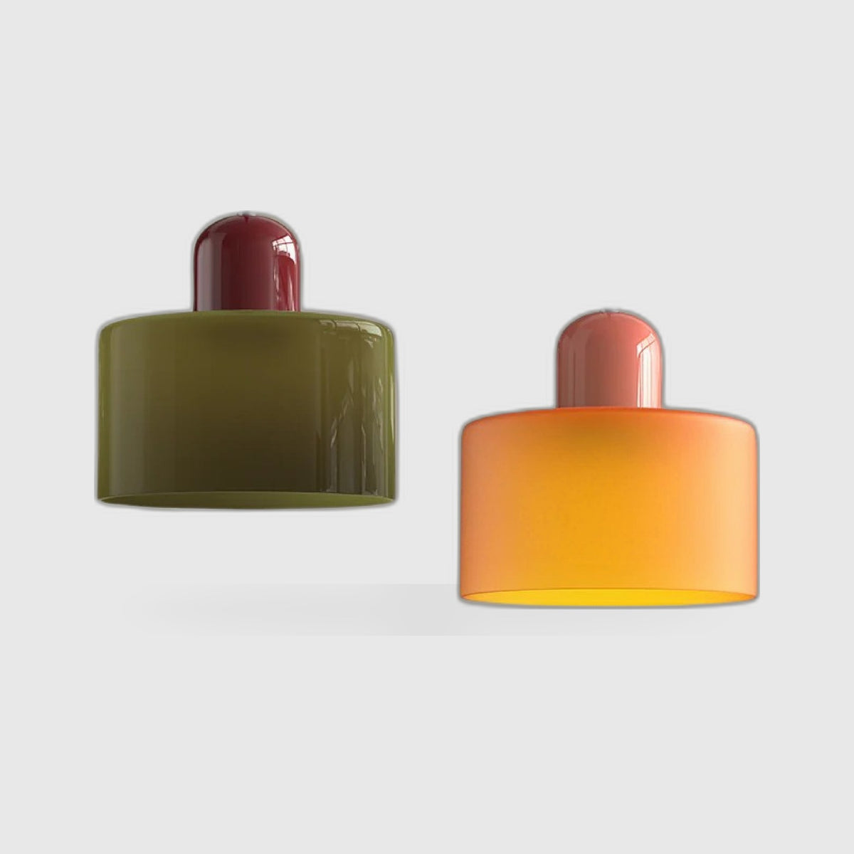 Bunte Glas-Bauhaus-Hängeleuchte – Retro Statement