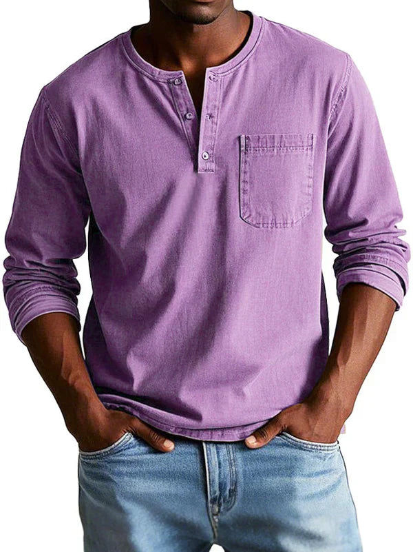 Herren Langarmshirt Henley - Lässig, vielseitig, komfortabel