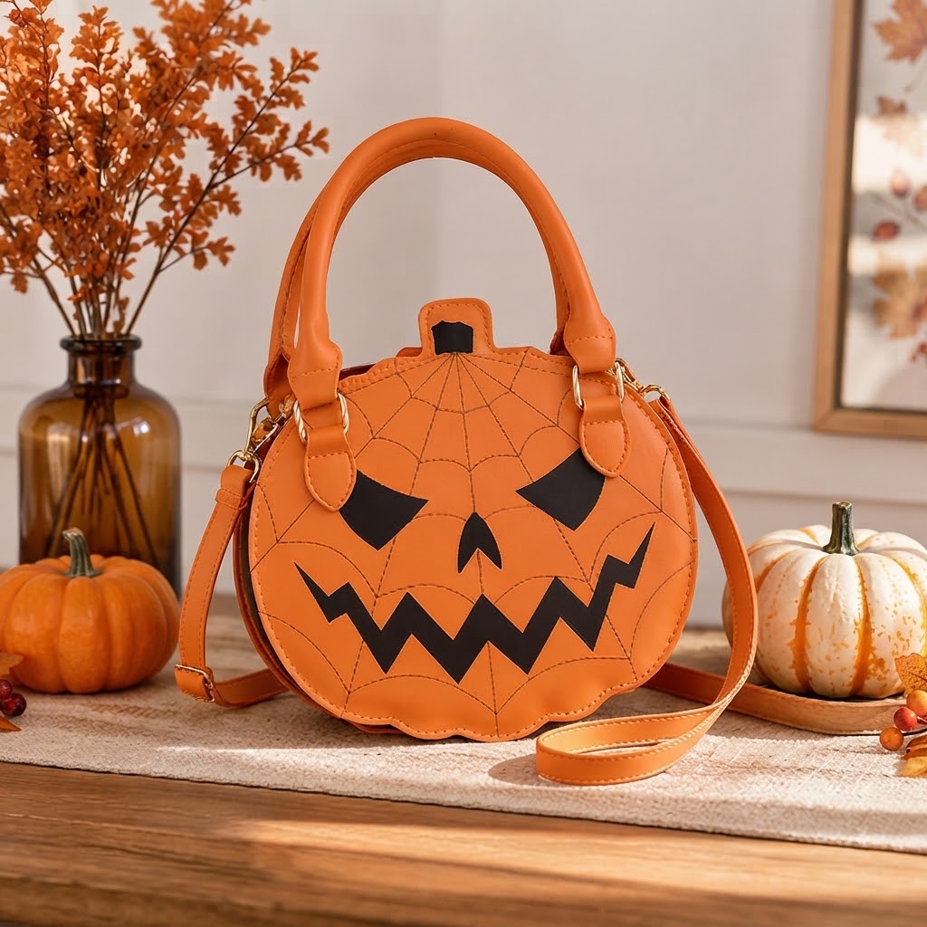 Kürbis-Handtasche aus Kunstleder - Halloween-Accessoire