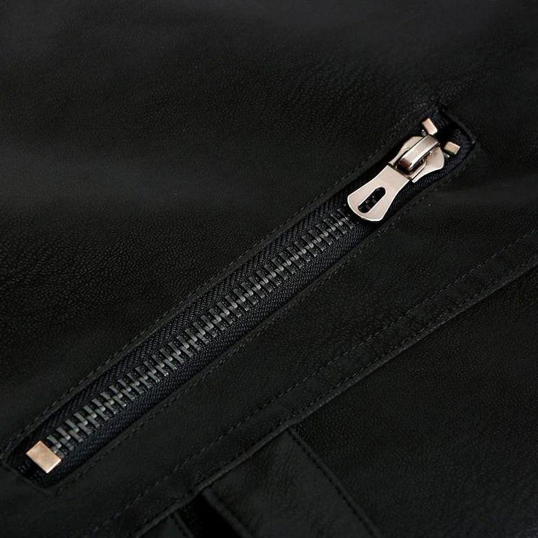 Herren Bikerjacke aus Kunstleder mit Kontraststreifen
