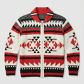 Cardigan de punto geométrico moderno con cremallera frontal para mujer