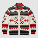 Moderner geometrischer Strickcardigan mit Front-Reißverschluss Damen