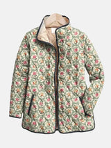 Aveline Vintage-gequiltete Jacke - Zeitloses Blumenmuster, kuschelige Wärme