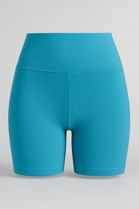 Lacey | Damen Blaue Sportshorts mit Hohem Bund 3" Innenbeinlänge Stretch Workout Keep Pace - Roborro