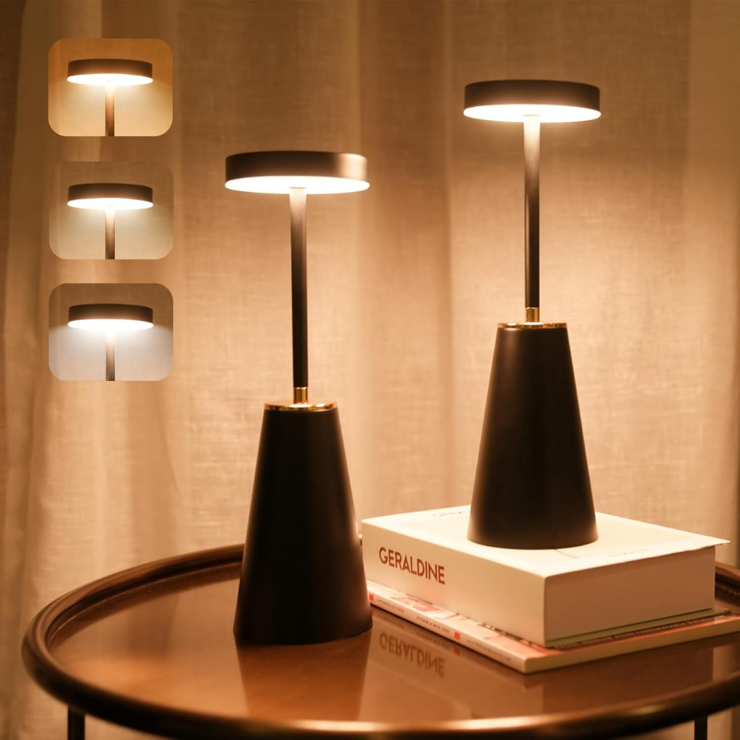 Gleon - Innovativ akkubetriebene kabellose Tisch- und Schreibtischlampe für stimmungsvolles und praktisches Licht