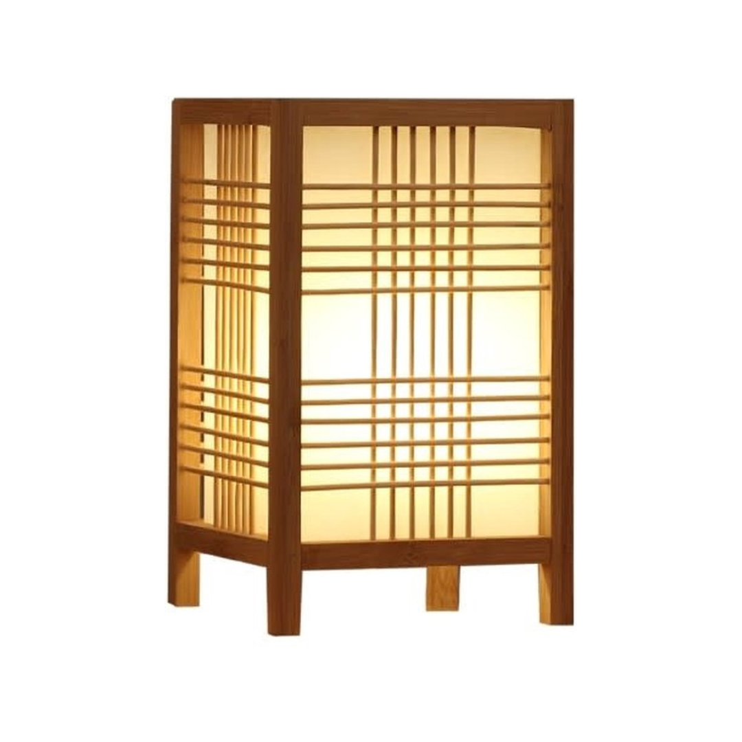 Theia - Moderner japanischer LED-Tischleuchte mit elegantem Bambusholz-Finish