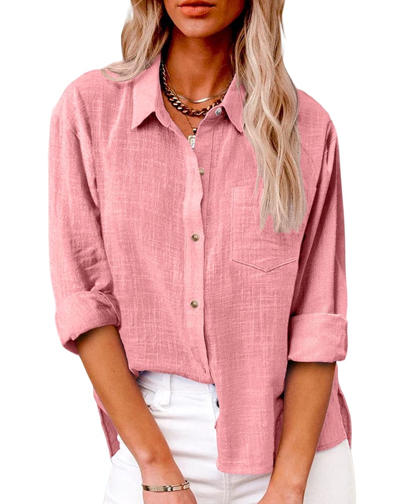 Damen Lockere Bluse - Casual Hemdbluse mit weiter Passform