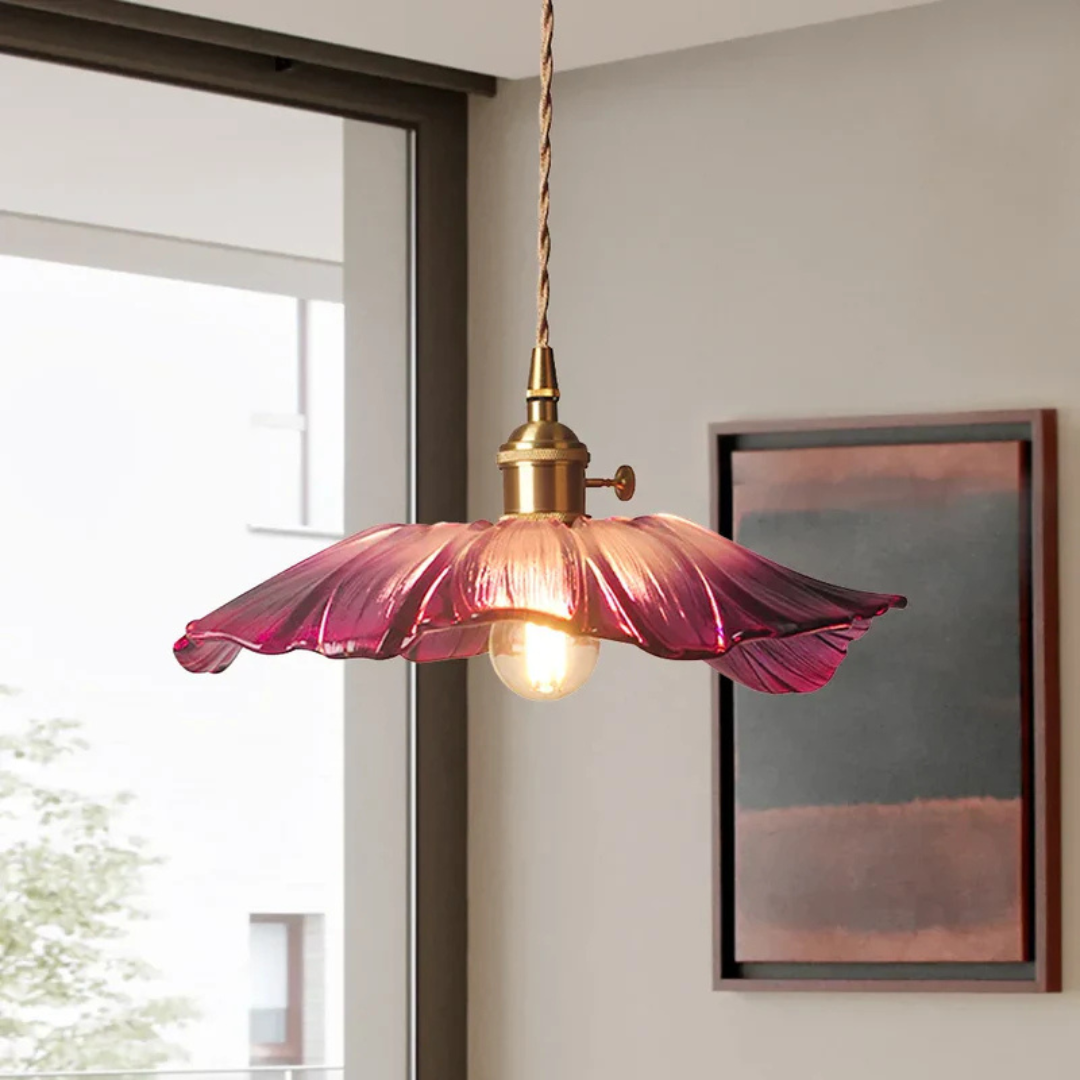Myloq - Vintage Lotus Design Glas-Hängelampe für eine stilvolle Atmosphäre